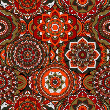 Patchwork desen. Vintage dekoratif öğeler. Elle çizilmiş backg