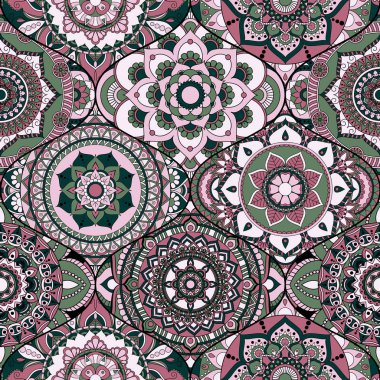 Patchwork desen. Vintage dekoratif öğeler. Elle çizilmiş backg