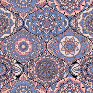 Patchwork desen. Vintage dekoratif öğeler. Elle çizilmiş backg