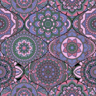 Patchwork desen. Vintage dekoratif öğeler. Elle çizilmiş backg