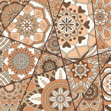 Patchwork desen. Vintage dekoratif öğeler. Elle çizilmiş backg