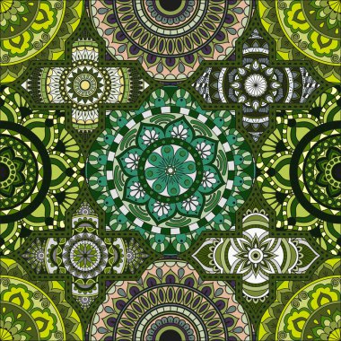 Patchwork desen. Vintage dekoratif öğeler. Elle çizilmiş backg