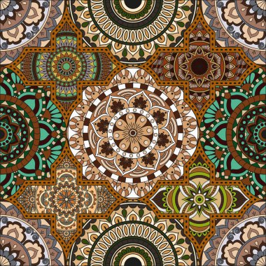 Patchwork desen. Vintage dekoratif öğeler. Elle çizilmiş backg