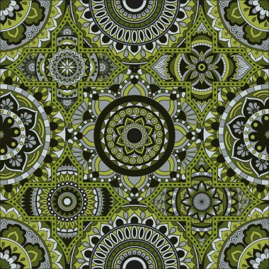 Patchwork desen. Vintage dekoratif öğeler. Elle çizilmiş backg