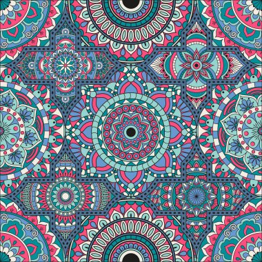 Patchwork desen. Vintage dekoratif öğeler. Elle çizilmiş backg