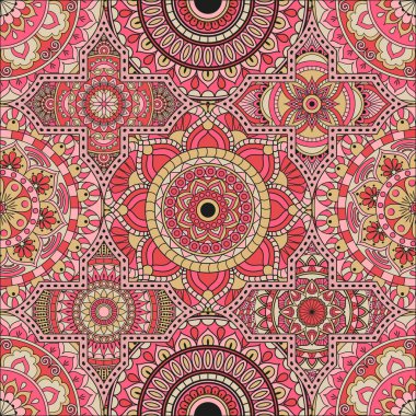 Patchwork desen. Vintage dekoratif öğeler. Elle çizilmiş backg