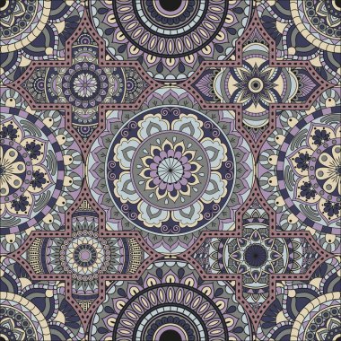 Patchwork desen. Vintage dekoratif öğeler. Elle çizilmiş backg