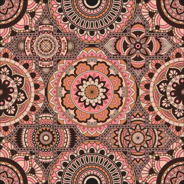 Patchwork desen. Vintage dekoratif öğeler. Elle çizilmiş backg