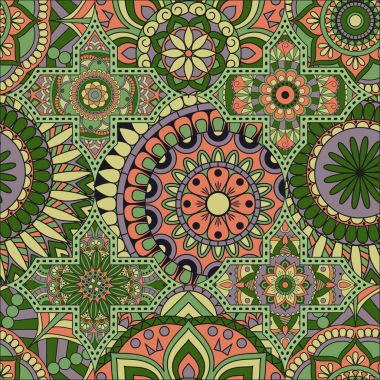 Patchwork desen. Vintage dekoratif öğeler. Elle çizilmiş backg