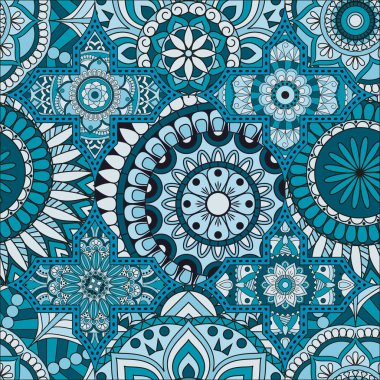 Patchwork desen. Vintage dekoratif öğeler. Elle çizilmiş backg