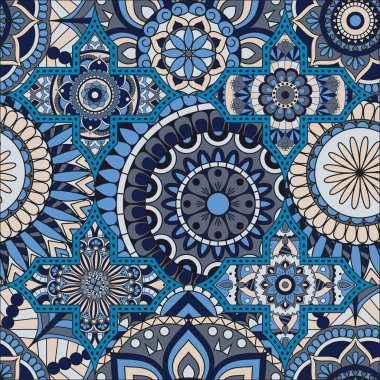 Patchwork desen. Vintage dekoratif öğeler. Elle çizilmiş backg