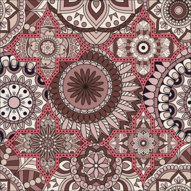 Patchwork desen. Vintage dekoratif öğeler. Elle çizilmiş backg
