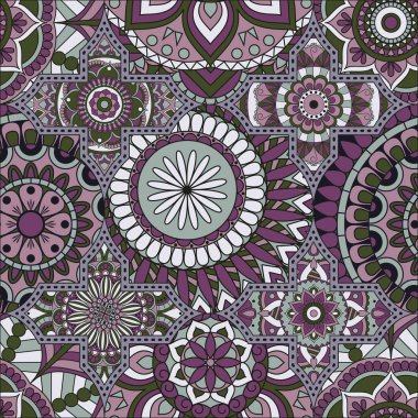 Patchwork desen. Vintage dekoratif öğeler. Elle çizilmiş backg