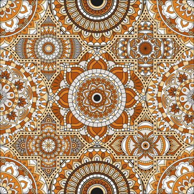 Patchwork desen. Vintage dekoratif öğeler. Elle çizilmiş backg