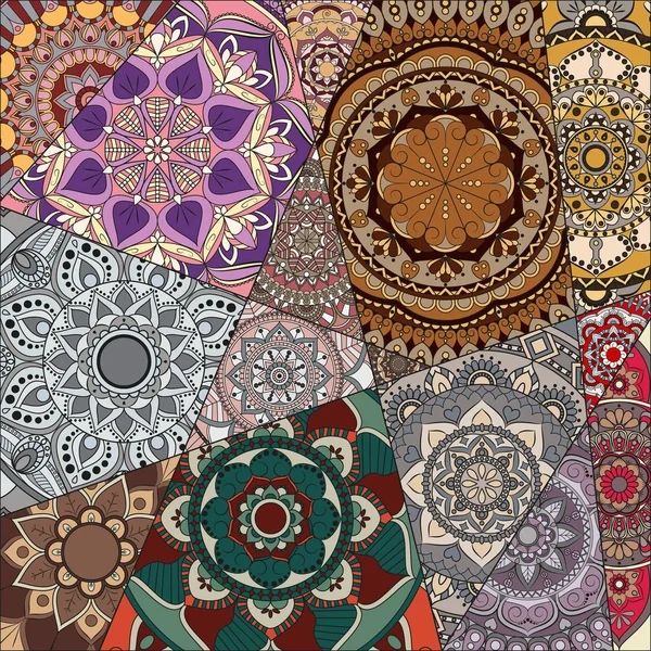 Patchwork desen. Vintage dekoratif öğeler. Elle çizilmiş backg