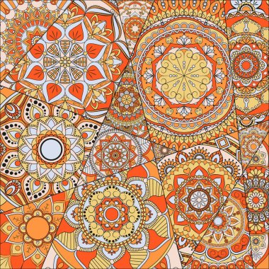 mandalalar desenle. Vintage dekoratif öğeler. Elle çizilmiş b