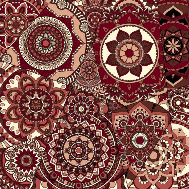 mandalalar desenle. Vintage dekoratif öğeler. Elle çizilmiş b