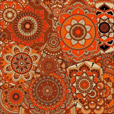 mandalalar desenle. Vintage dekoratif öğeler. Elle çizilmiş b