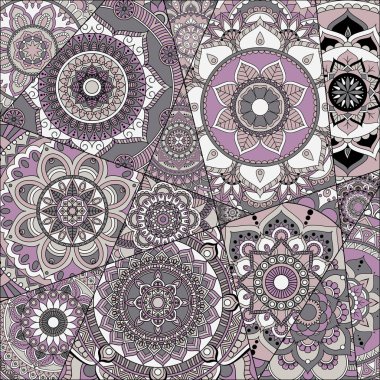 mandalalar desenle. Vintage dekoratif öğeler. Elle çizilmiş b