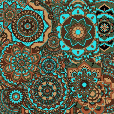 mandalalar desenle. Vintage dekoratif öğeler. Elle çizilmiş b