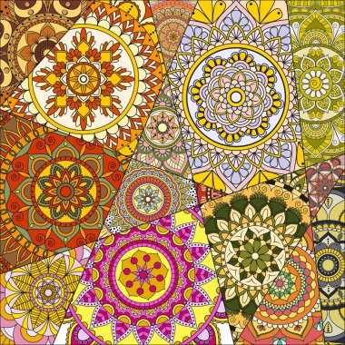 mandalalar desenle. Vintage dekoratif öğeler. Elle çizilmiş b