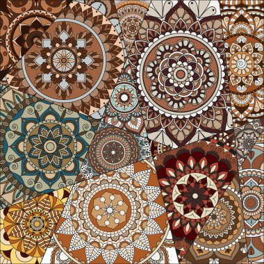 mandalalar desenle. Vintage dekoratif öğeler. Elle çizilmiş b