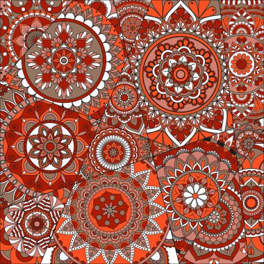 mandalalar desenle. Vintage dekoratif öğeler. Elle çizilmiş b