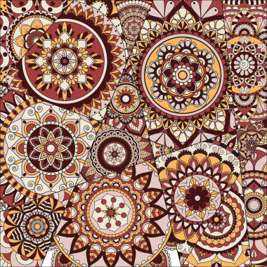 mandalalar desenle. Vintage dekoratif öğeler. Elle çizilmiş b