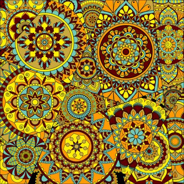 mandalalar desenle. Vintage dekoratif öğeler. Elle çizilmiş b