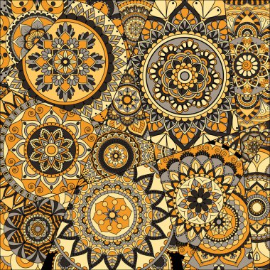 mandalalar desenle. Vintage dekoratif öğeler. Elle çizilmiş b