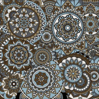 mandalalar desenle. Vintage dekoratif öğeler. Elle çizilmiş b