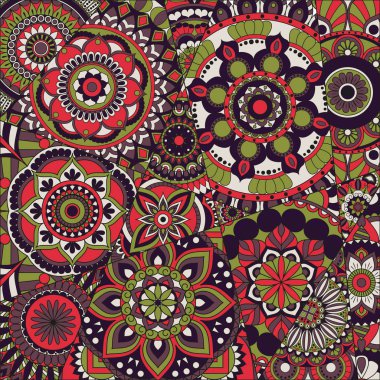 mandalalar desenle. Vintage dekoratif öğeler. Elle çizilmiş b