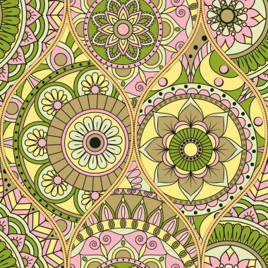 mandalalar desenle. Vintage dekoratif öğeler. Elle çizilmiş b