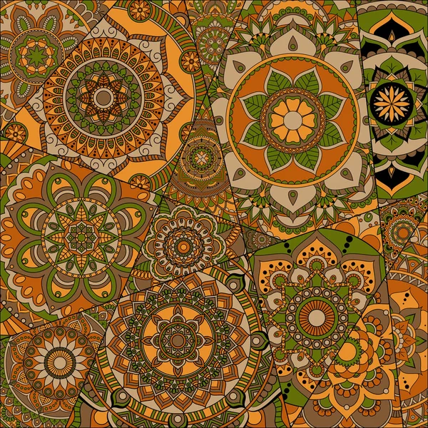 Patroon met mandala's. Vintage decoratieve elementen. Hand getrokken b — Stockvector