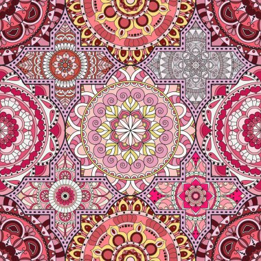 Patchwork desen. Vintage dekoratif öğeler. Elle çizilmiş backg