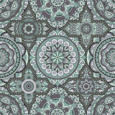 Patchwork desen. Vintage dekoratif öğeler. Elle çizilmiş backg