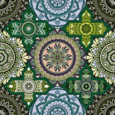 Patchwork desen. Vintage dekoratif öğeler. Elle çizilmiş backg