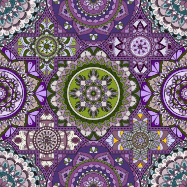 Patchwork desen. Vintage dekoratif öğeler. Elle çizilmiş backg