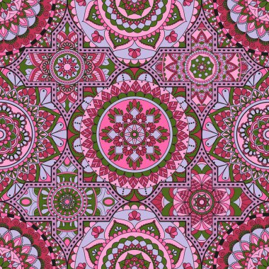 Patchwork desen. Vintage dekoratif öğeler. Elle çizilmiş backg