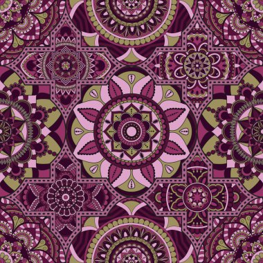 Patchwork desen. Vintage dekoratif öğeler. Elle çizilmiş backg