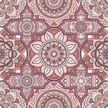 Patchwork desen. Vintage dekoratif öğeler. Elle çizilmiş backg