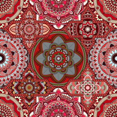 Patchwork desen. Vintage dekoratif öğeler. Elle çizilmiş backg