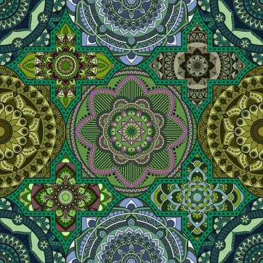 Patchwork desen. Vintage dekoratif öğeler. Elle çizilmiş backg