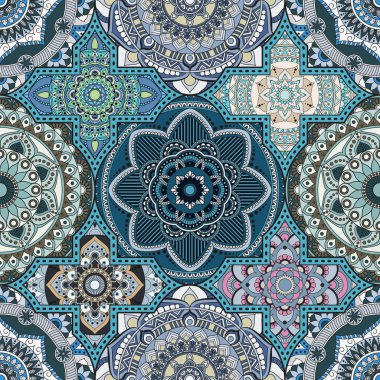 Patchwork desen. Vintage dekoratif öğeler. Elle çizilmiş backg