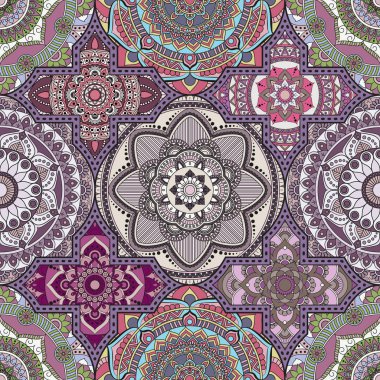 Patchwork desen. Vintage dekoratif öğeler. Elle çizilmiş backg