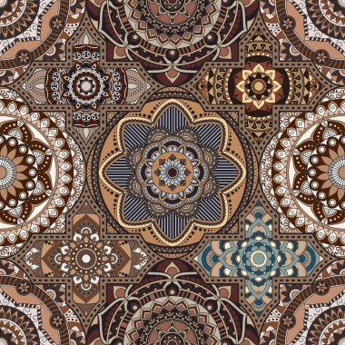 Patchwork desen. Vintage dekoratif öğeler. Elle çizilmiş backg