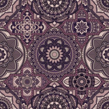 Patchwork desen. Vintage dekoratif öğeler. Elle çizilmiş backg