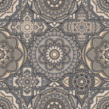 Patchwork desen. Vintage dekoratif öğeler. Elle çizilmiş backg