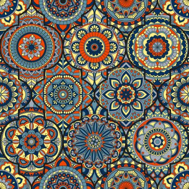 Seamless modeli. Vintage dekoratif öğeler. Elle çizilmiş backgr