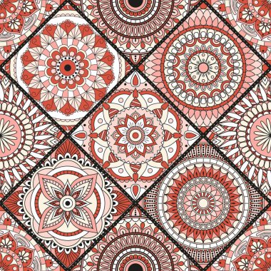 Seamless modeli. Vintage dekoratif öğeler. Elle çizilmiş backgr